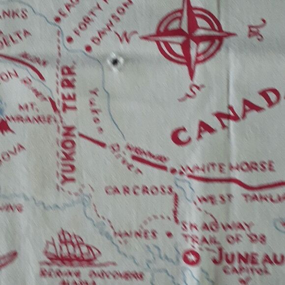 Vintage Linen ALASKA Map Souvenir Tablecloth Wall Hanging 46” X 50”. - Picture 8 of 11